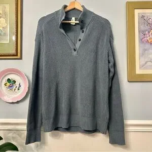 Pact | Sweaters | Pact Womens Luxe Knit Gray Henley Sweater